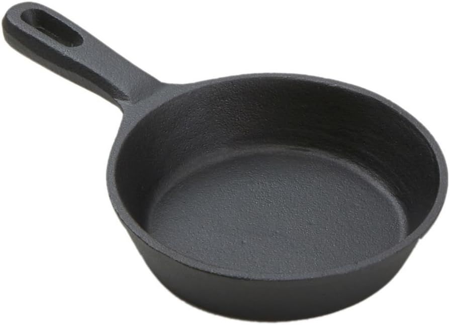 Gray Cast Iron Round Serving Fry Pan with Handle