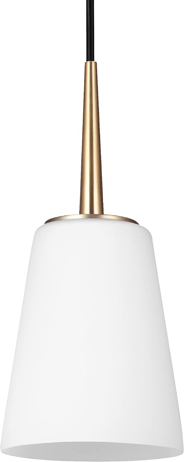 Driscoll Satin Bronze Mini-Pendant with Cased Opal Etched Glass Shade