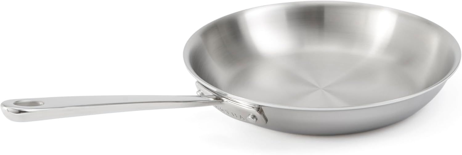 10" Silver Stainless Steel Tri-Ply Sauté Fry Pan