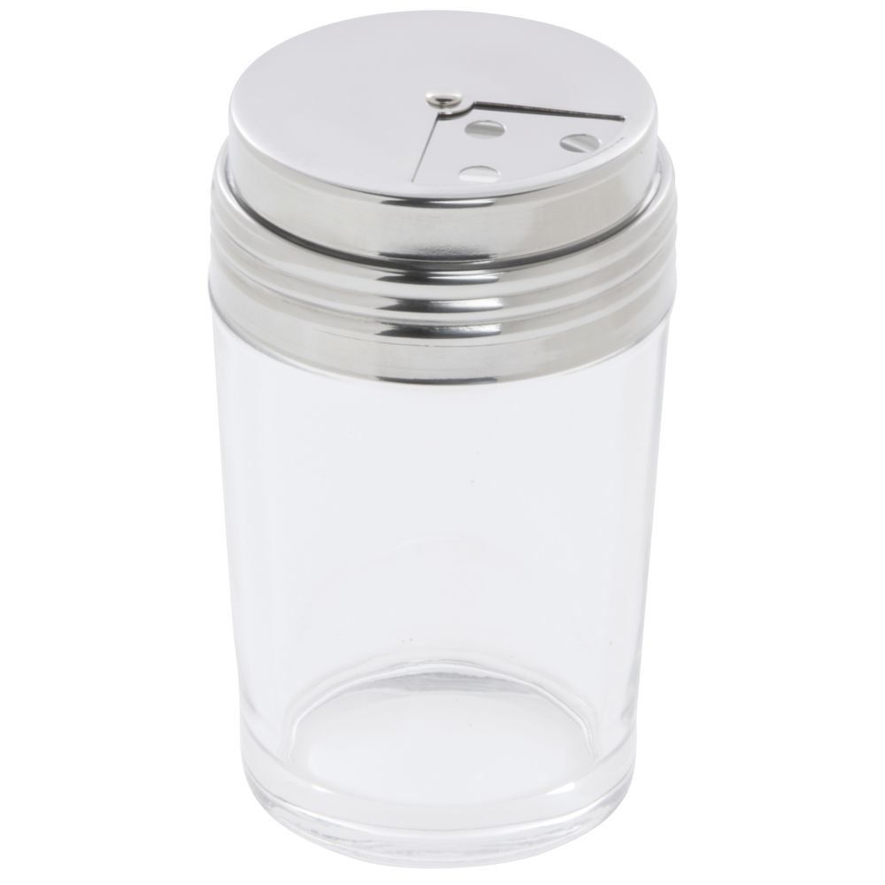 Clear Glass Spice Shaker with Stainless Steel Adjustable Dial Top, 6 oz