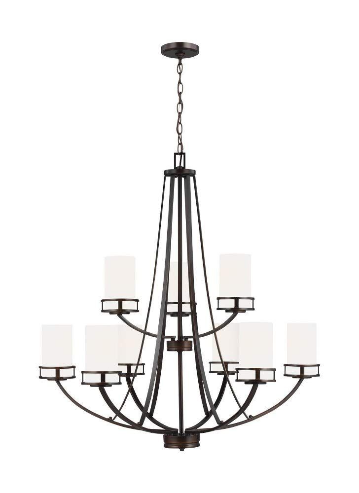 Robie Burnt Sienna 9-Light Incandescent Bronze Chandelier with Etched White Glass