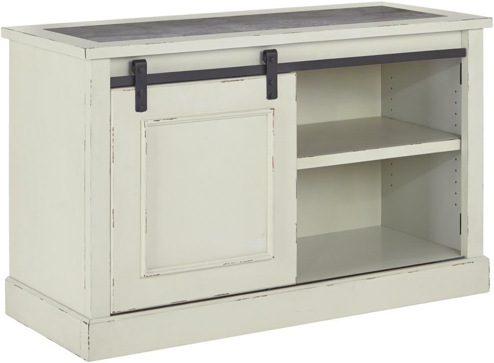 Distressed White and Gray 50" Farmhouse Office Credenza