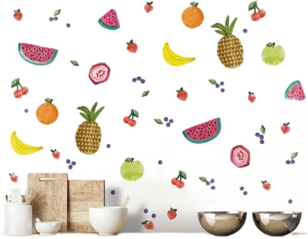 Multicolor Tropical Fruit Peel and Stick Wall Decal Set