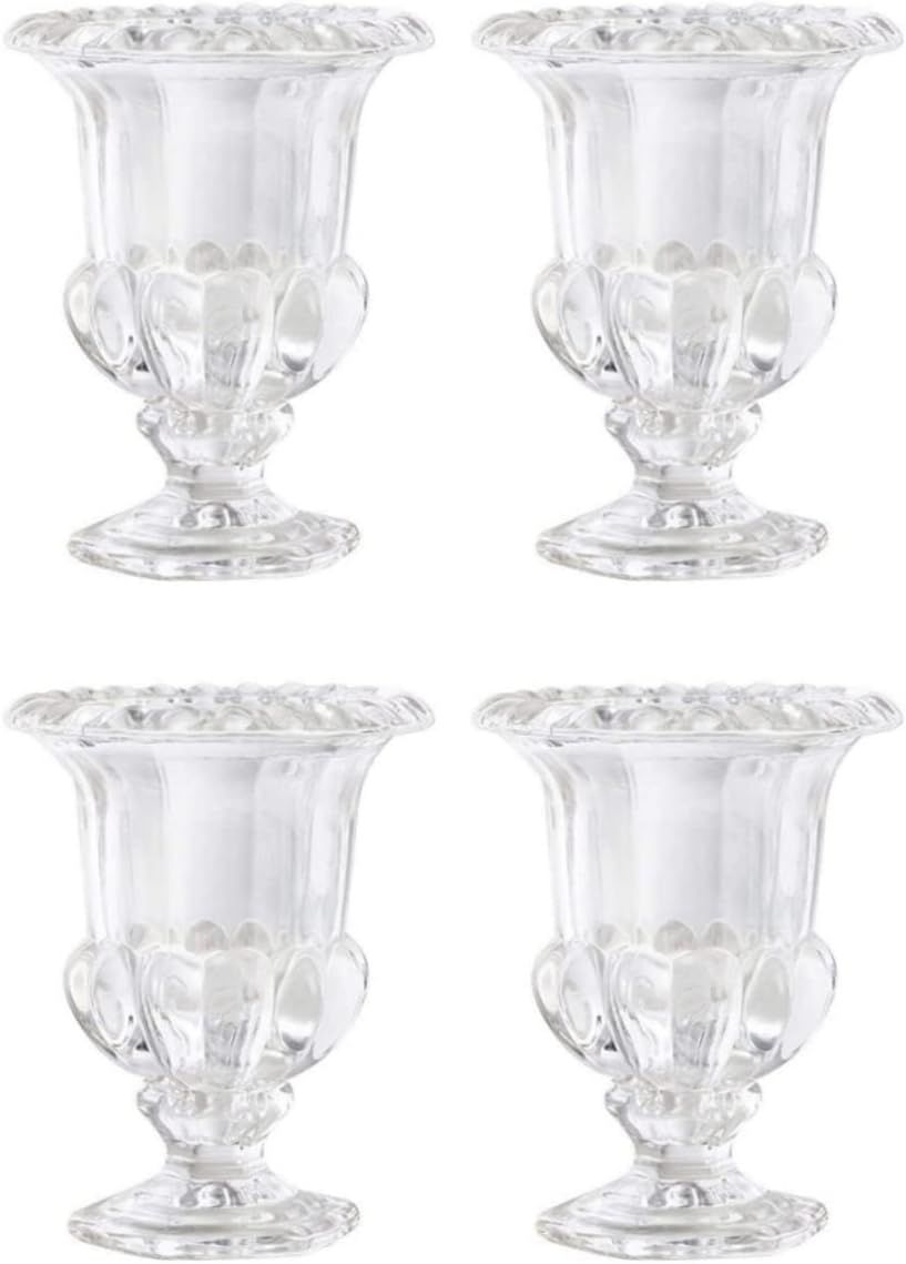 Set of 4 Clear Glass Urn Centerpiece Vases