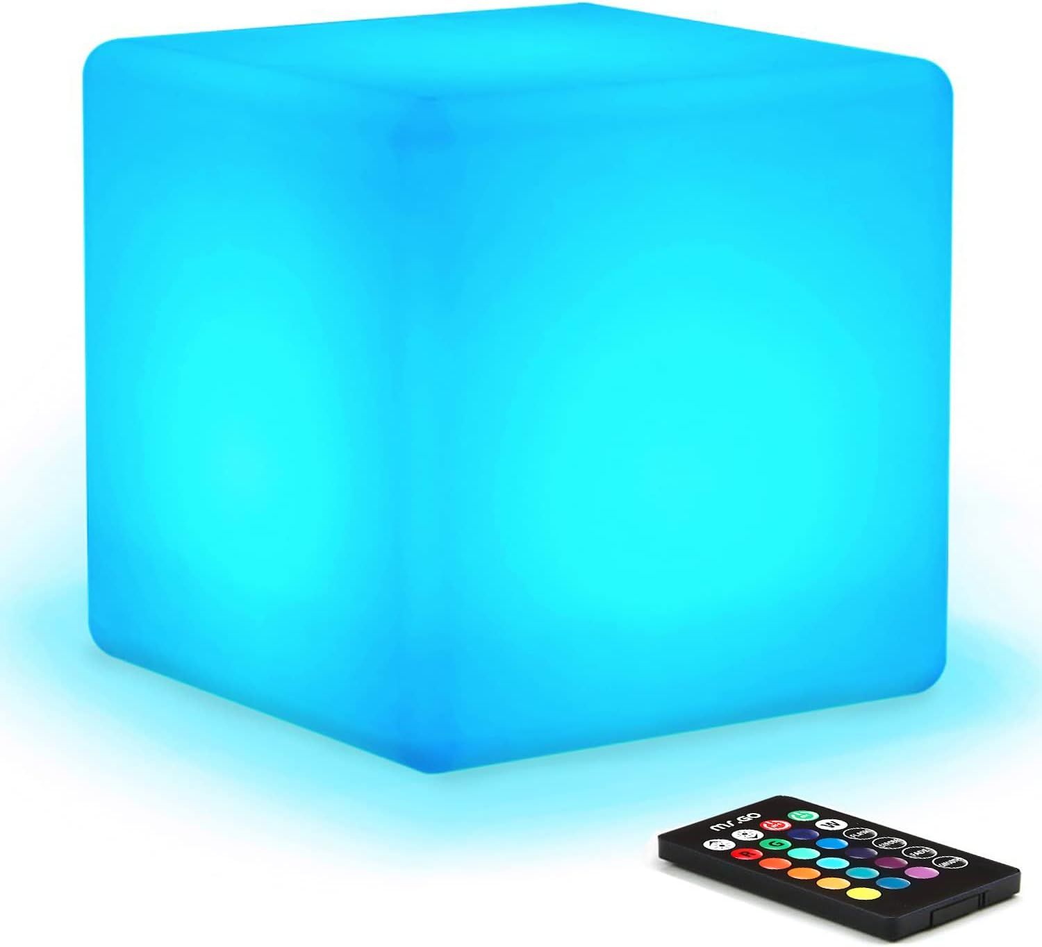 8-Inch RGB Color-Changing LED Cube Lamp with Remote