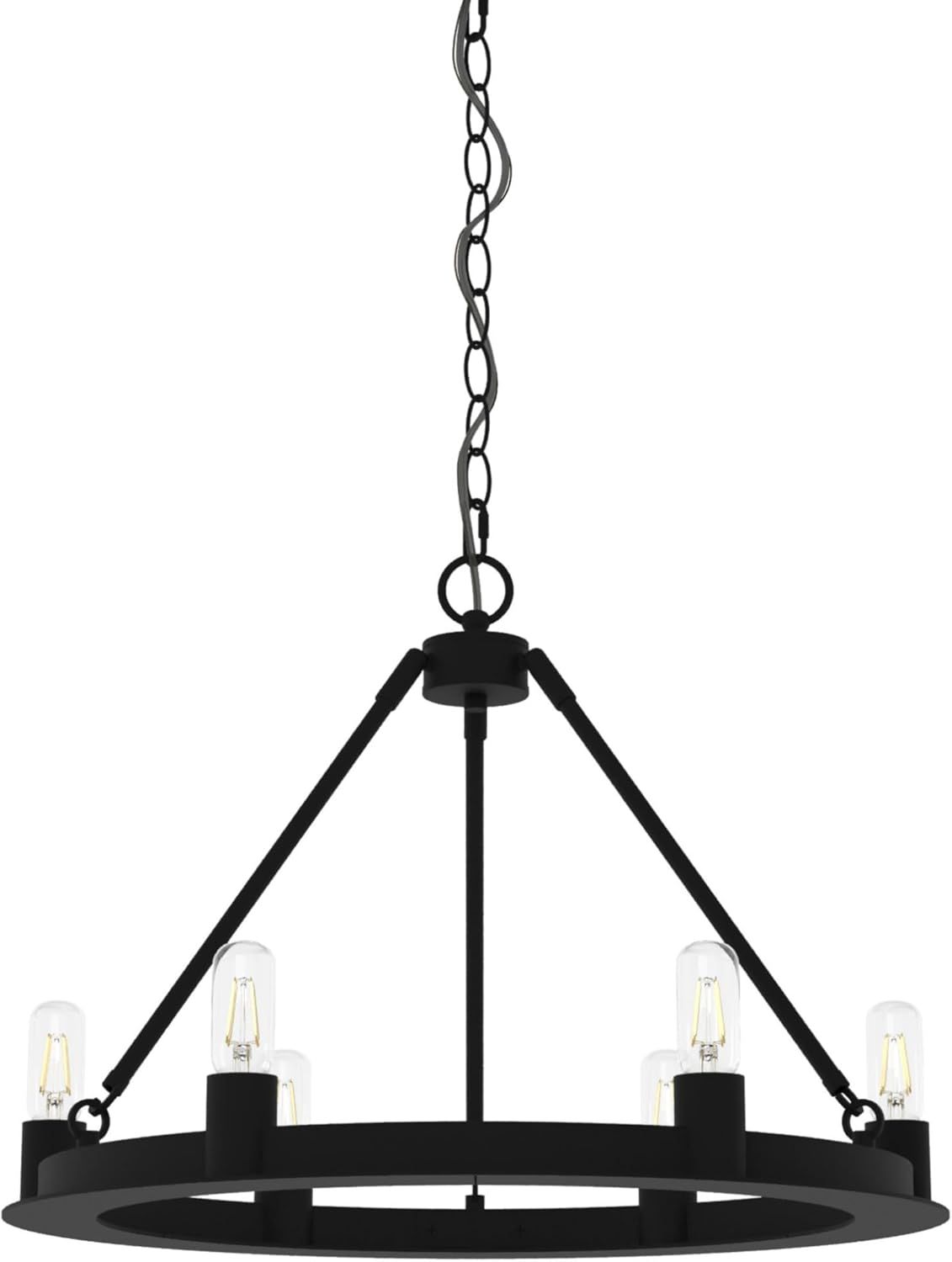 Black Iron Drum Chandelier with Adjustable Chain