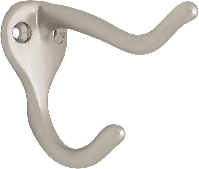 Matte Nickel Double Wall Hook for Coats and Hats