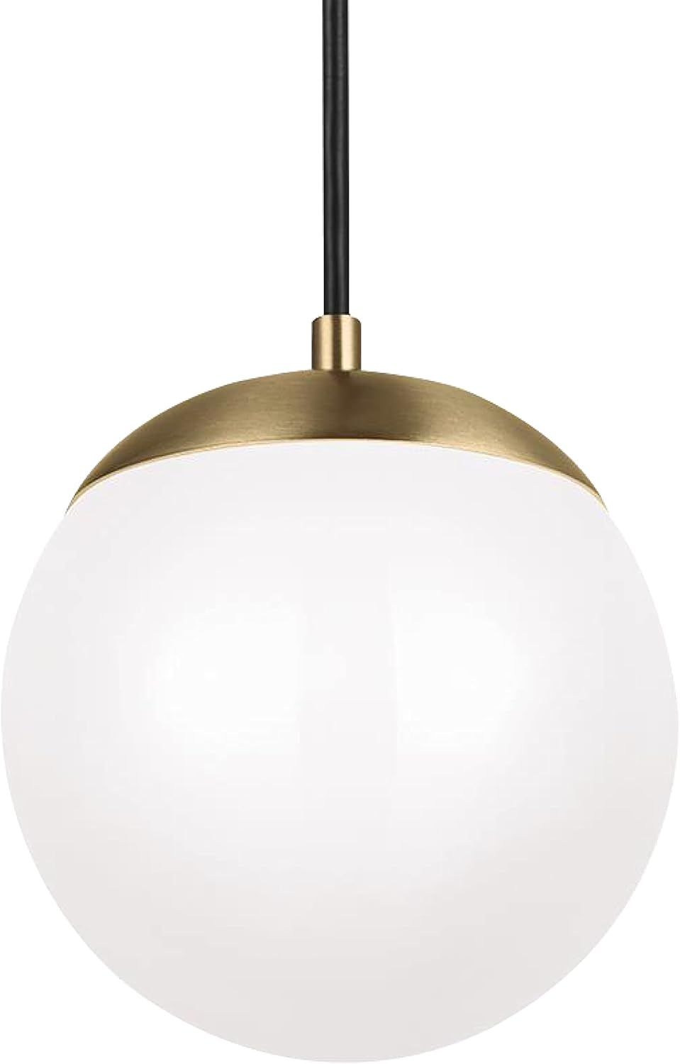 Leo Satin Brass 10" Smooth White Glass Globe Pendant Light