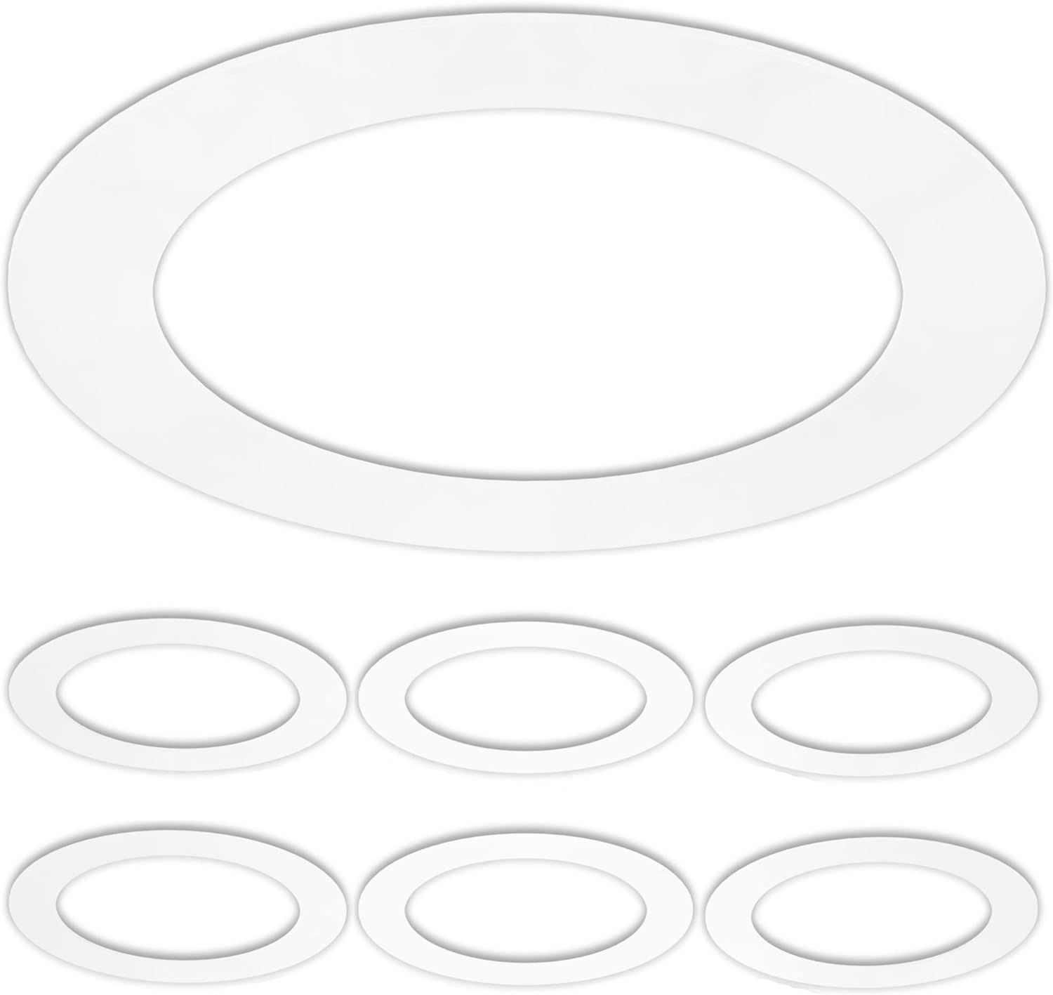 Gloss White Plastic LED Ceiling Mount Trim Rings, 6-Pack