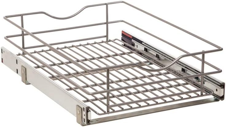 Frosted Nickel 14.5" Metal Pull-Out Cabinet Organizer