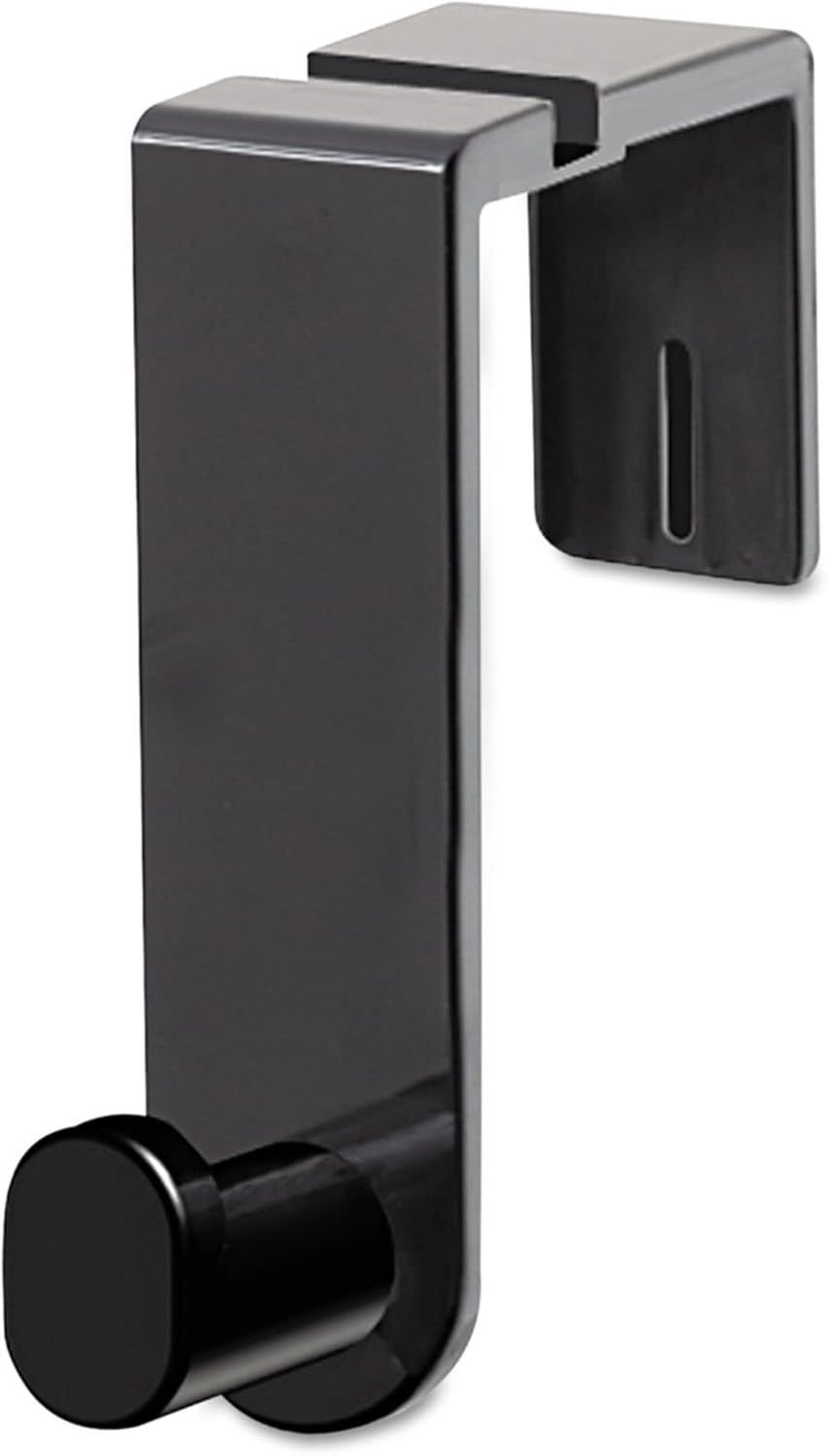 Black Plastic and Metal Over-the-Door Single Coat Hook