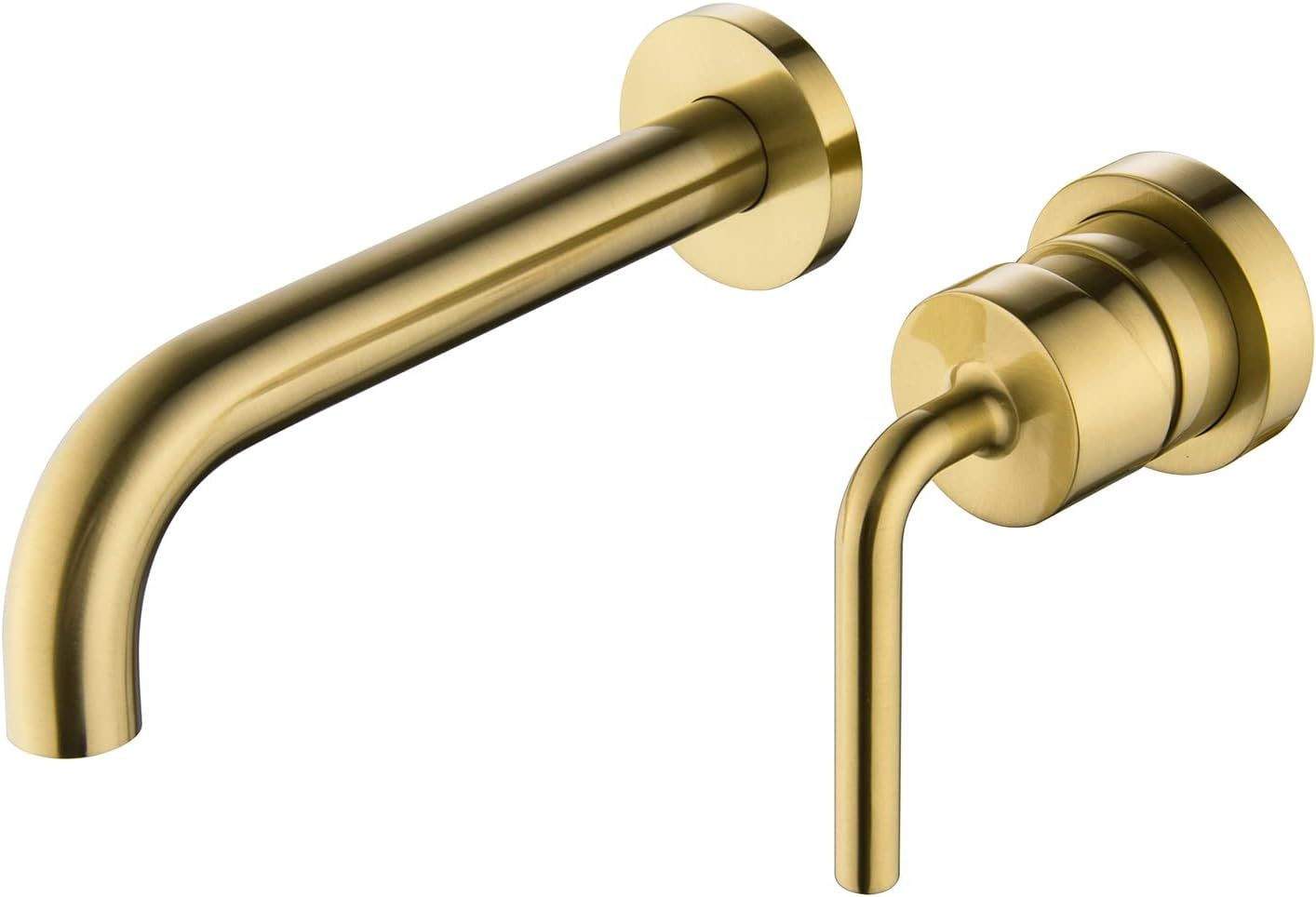 Brushed Gold Wall Mount Brass Bathroom Faucet with Single Handle