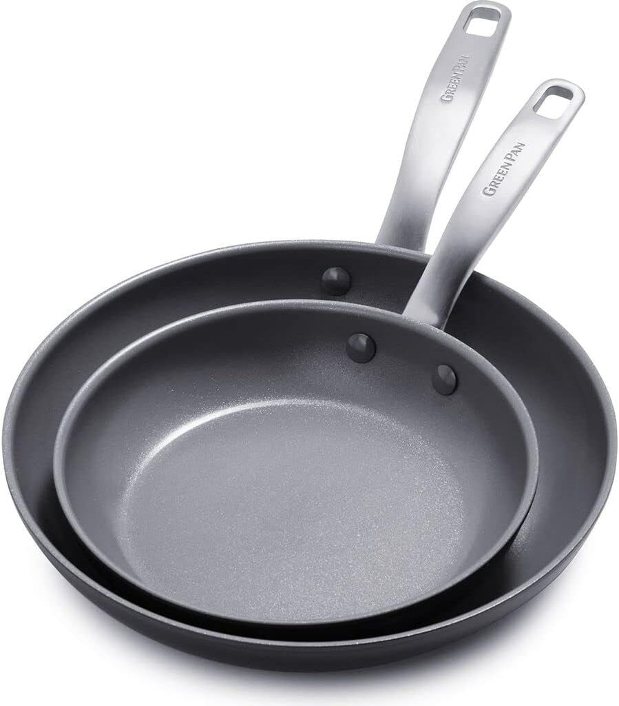 Gray Aluminum Ceramic Nonstick 2-Piece Frying Pan Set