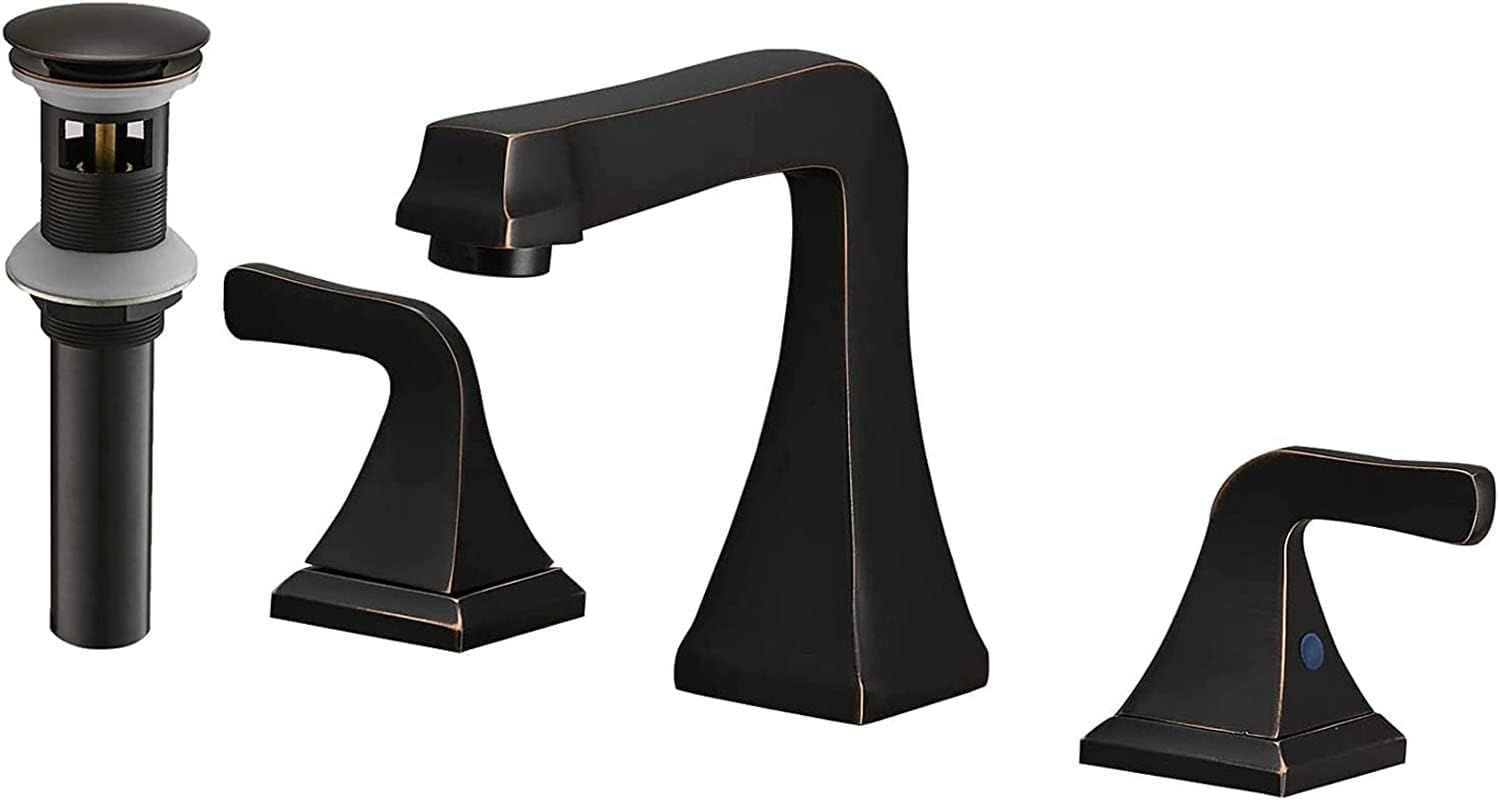 Oil Rubbed Bronze Widespread Bathroom Faucet with Lever Handles