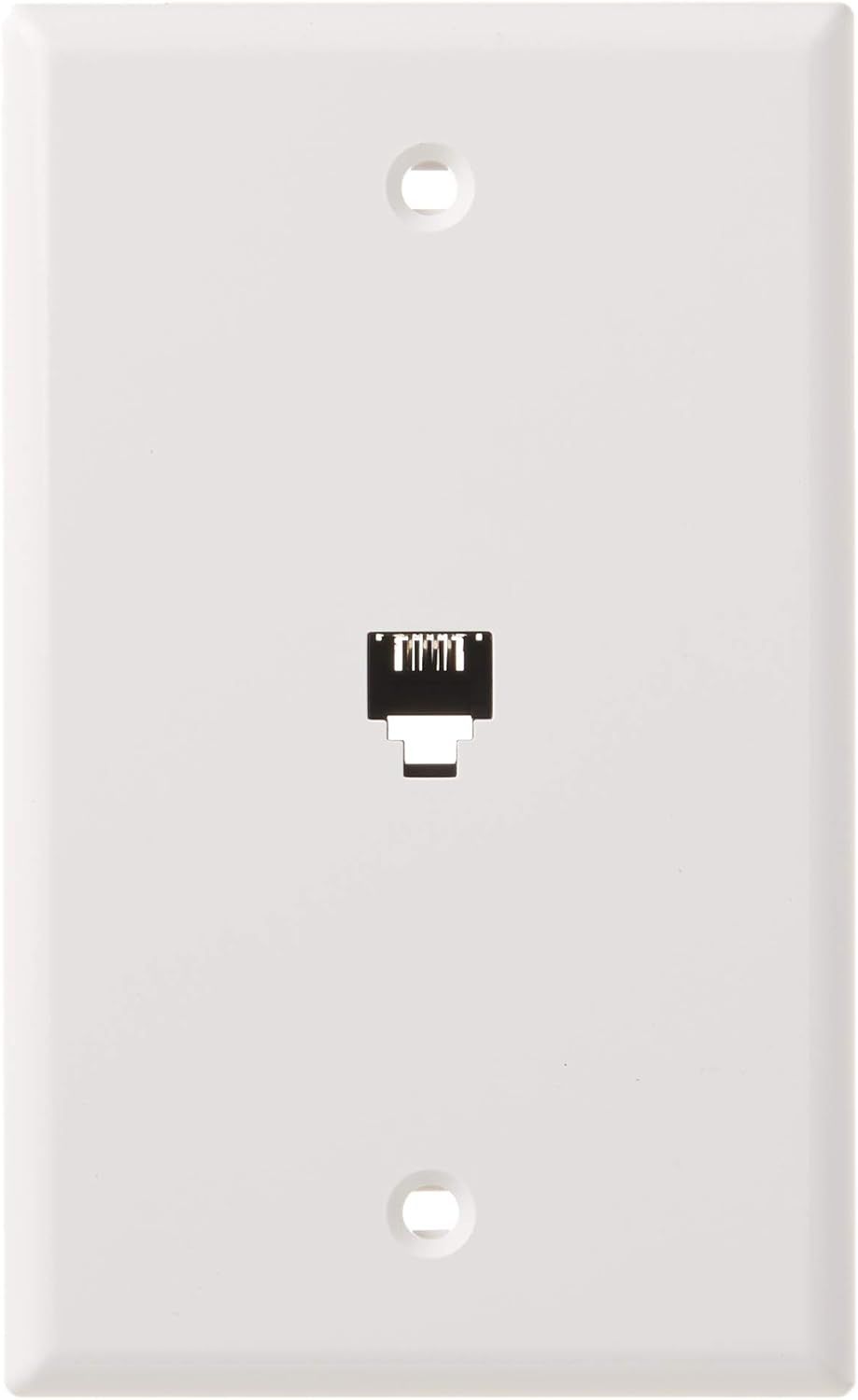 White Standard Telephone Wall Jack with Screw Terminals