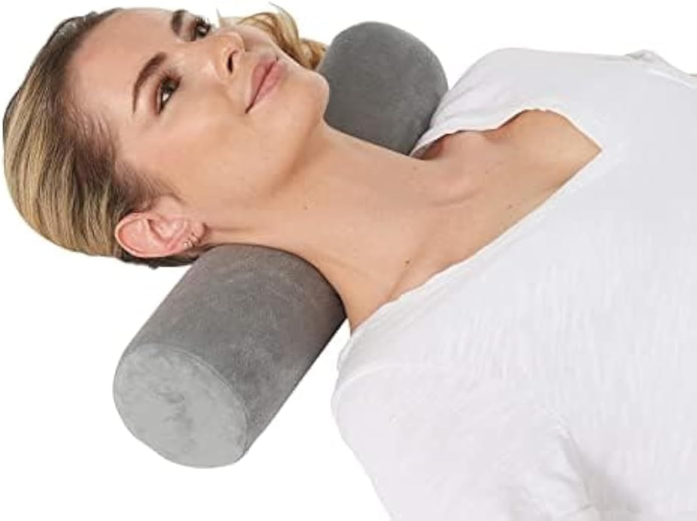 Gray Memory Foam Cervical Neck Roll Bolster Pillow