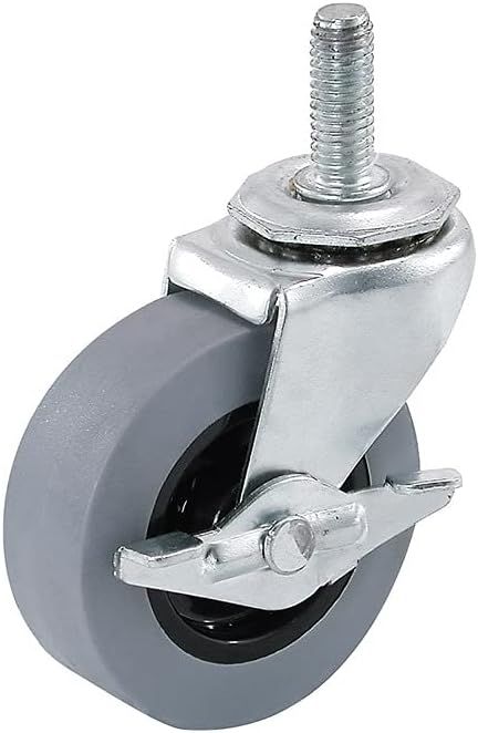 2-Inch Gray Thermoplastic Rubber Caster with Brake and Stem