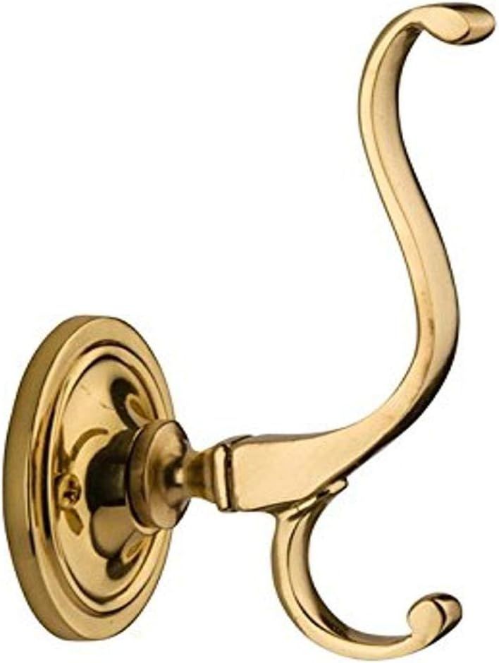 Polished Brass Double Coat Hook with Rosette