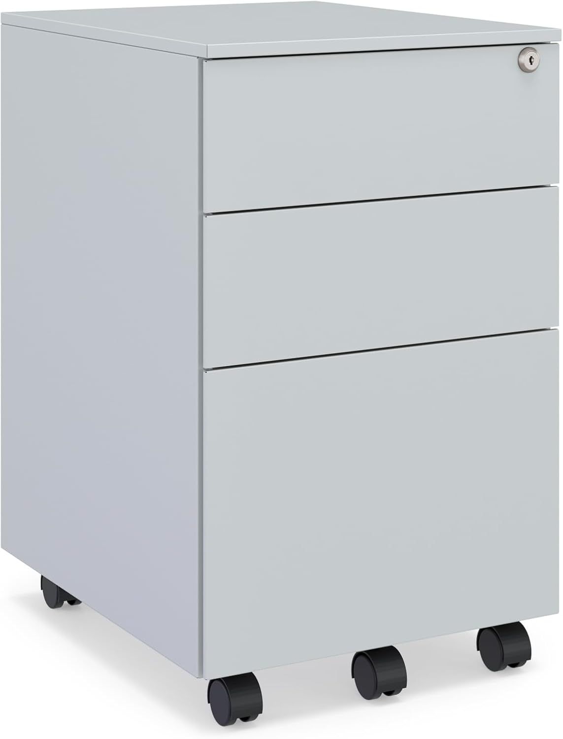 Gray 3-Drawer Mobile Lockable Vertical File Cabinet