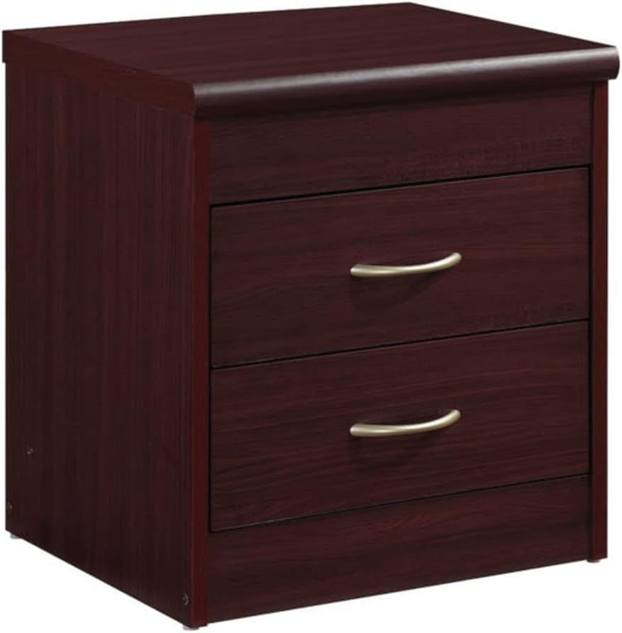 Mahogany 2-Drawer Compressed Wood Nightstand