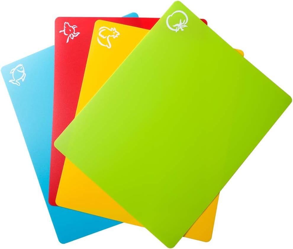 Color-Coded Flexible Plastic Chopping Mats Set of 4