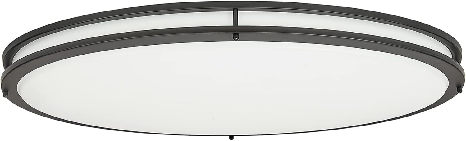 Black Oval LED Flush Mount Ceiling Light with Glass Shade