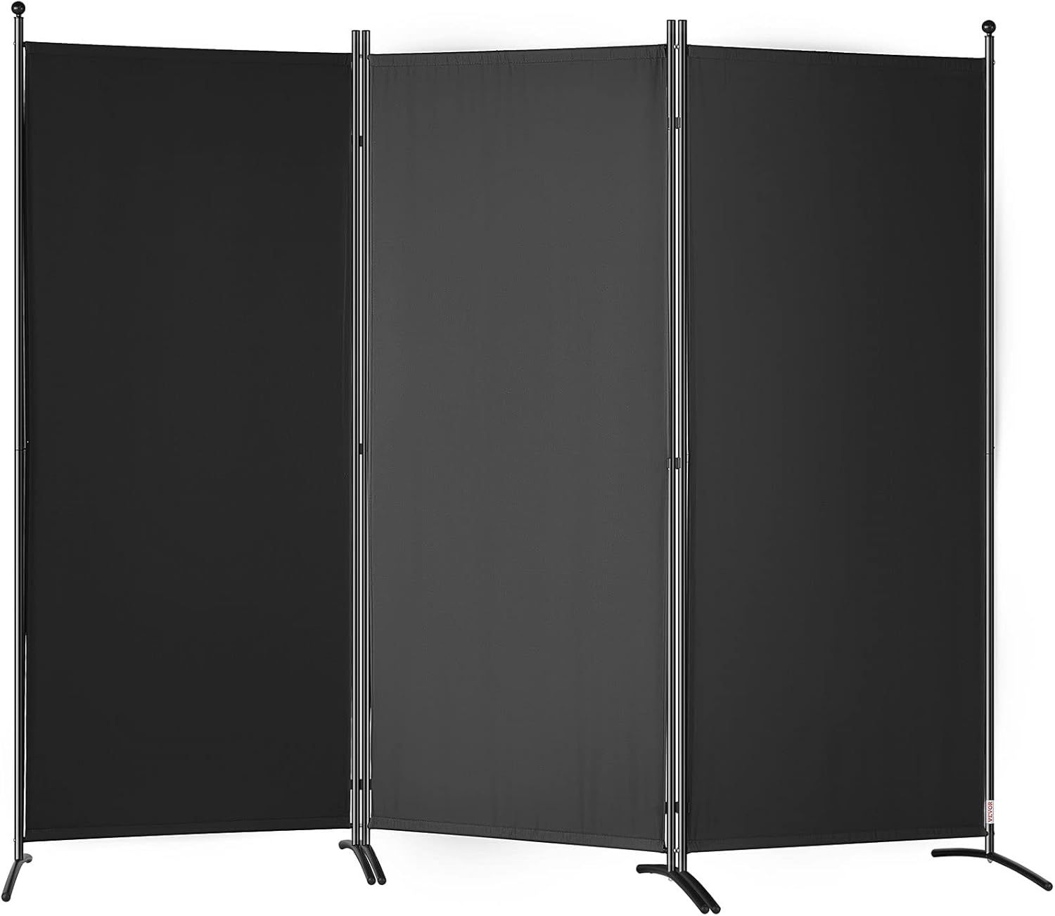 Black 6.1 ft Foldable Fabric 3-Panel Room Divider