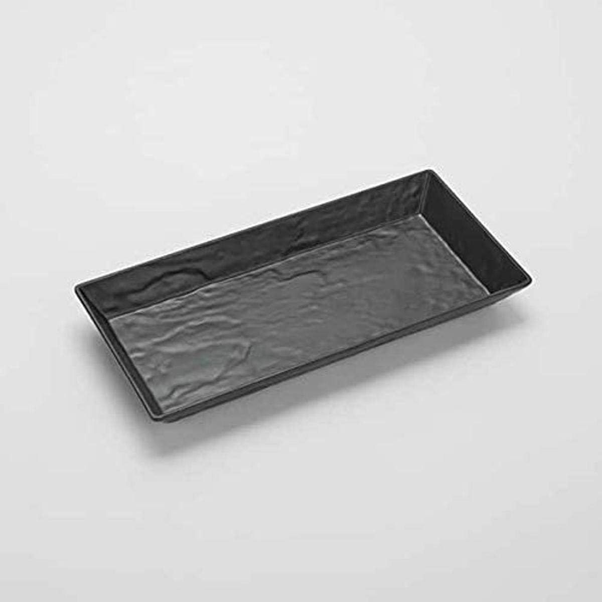 Black Rectangular Melamine Faux Slate Dinner Tray, 21"