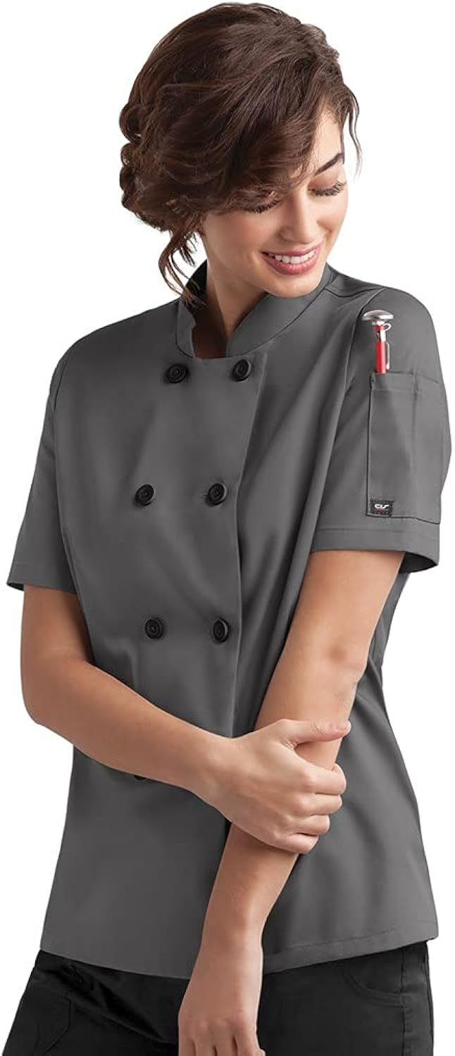 Women's Pebble Grey Short Sleeve Chef Coat