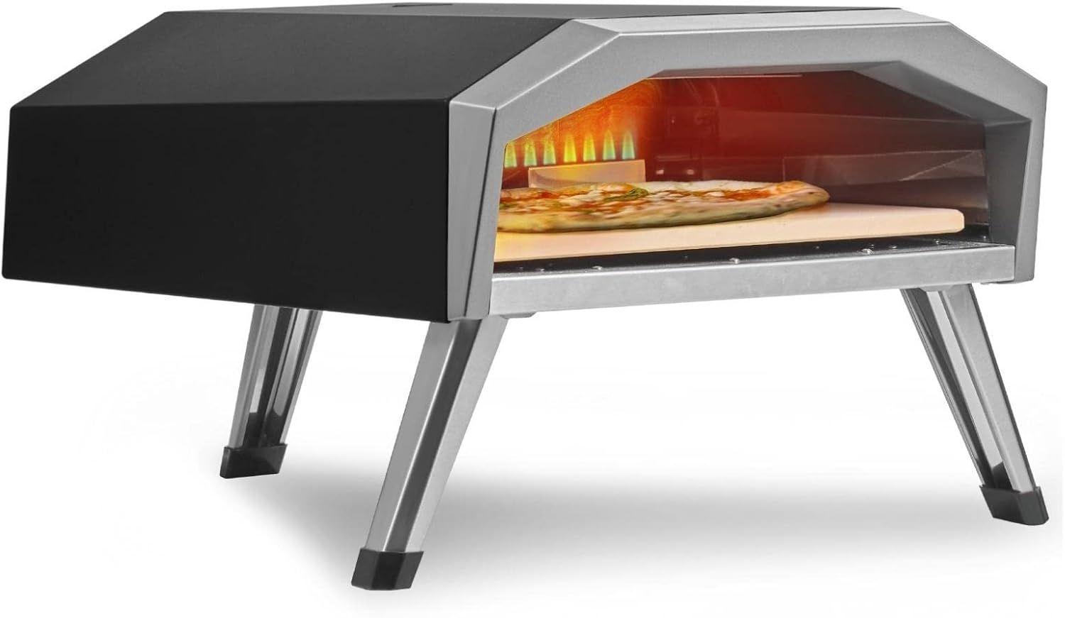 VEVOR 13-Inch Black and Silver Outdoor Gas Pizza Oven