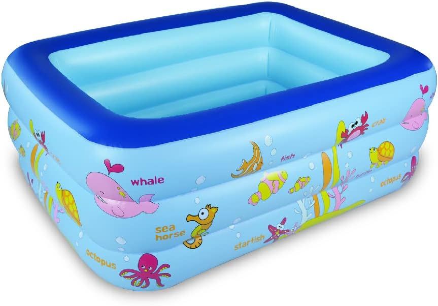 Ocean World Rectangular Inflatable Kiddie Pool with Pump