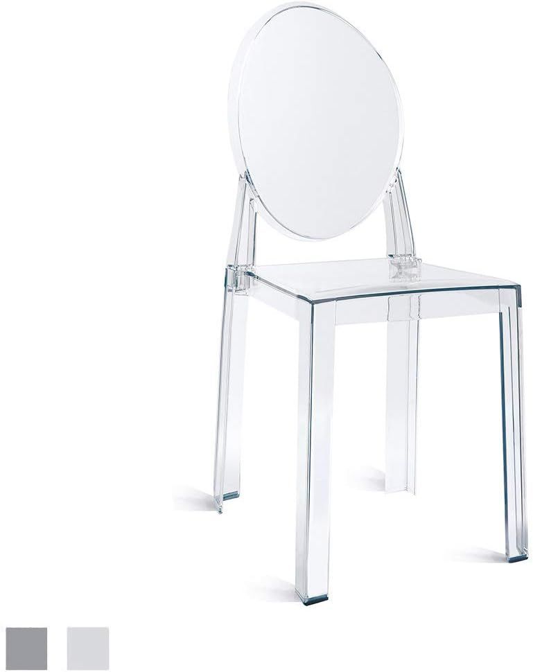 Clear Polycarbonate Armless Dining Chair with Solid Back