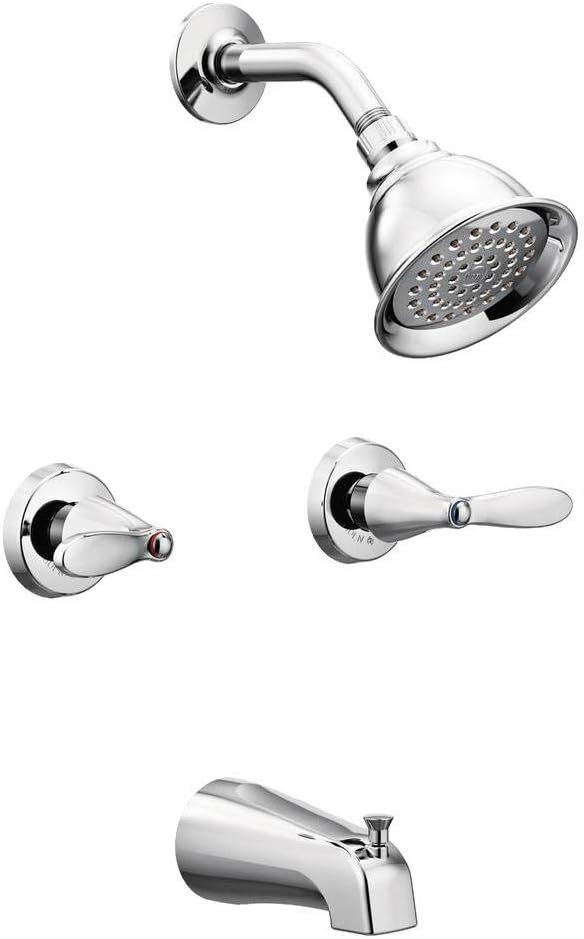 Chrome 2-Handle Wall Mounted Tub and Shower Faucet