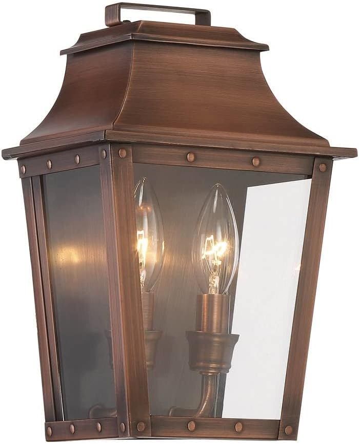 Copper Patina 11.5" Outdoor Wall Lantern with Clear Glass