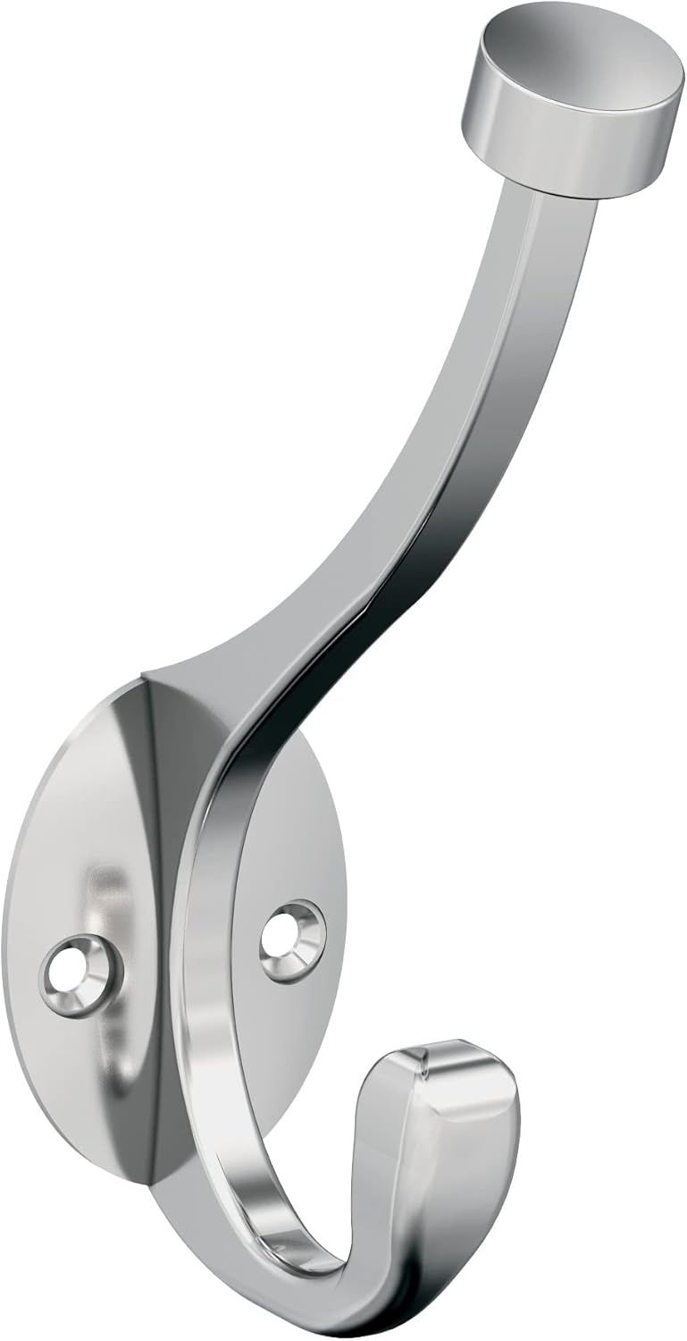 Polished Chrome Double Prong Decorative Wall Hook