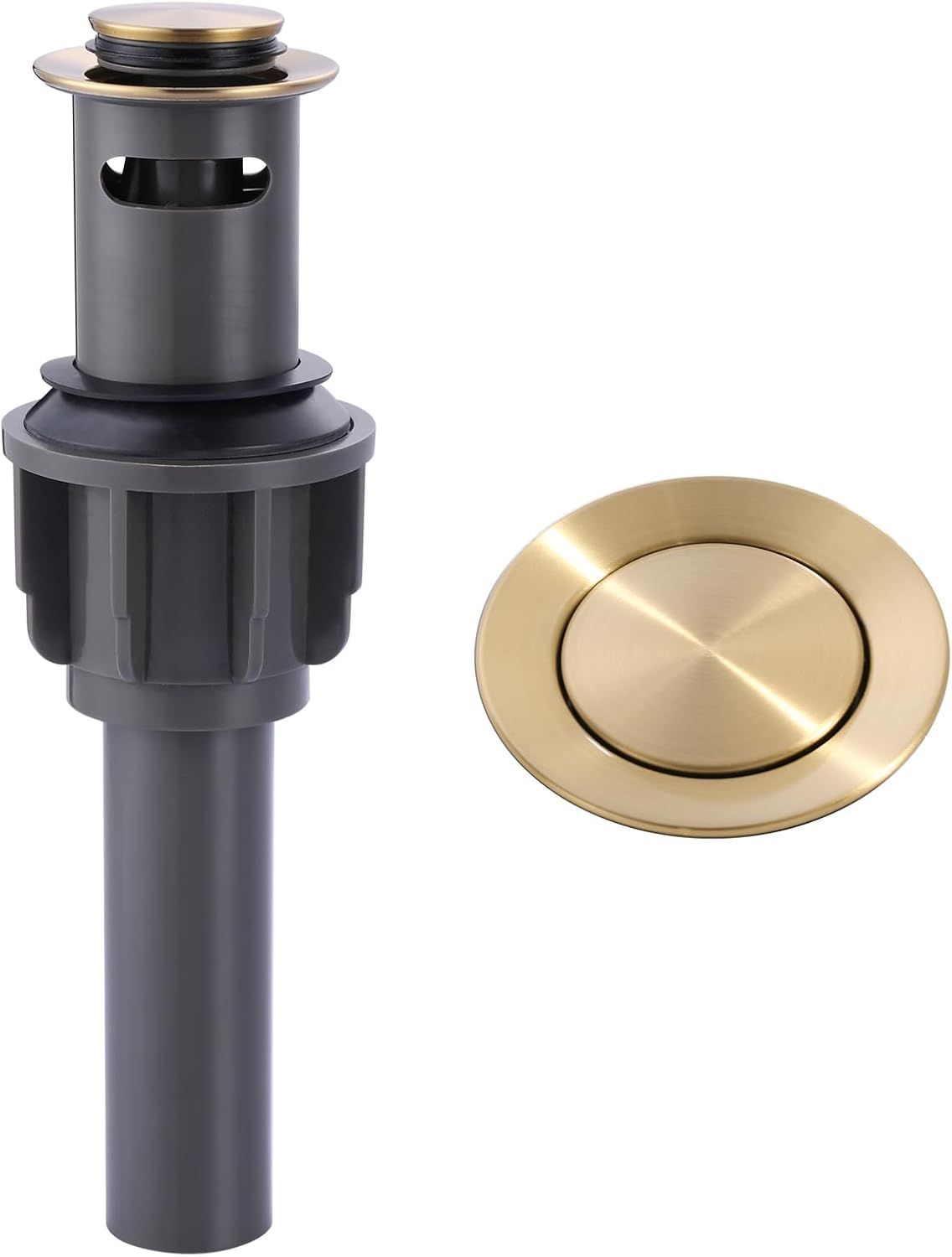 Brushed Gold Pop-Up Bathroom Sink Drain with Overflow