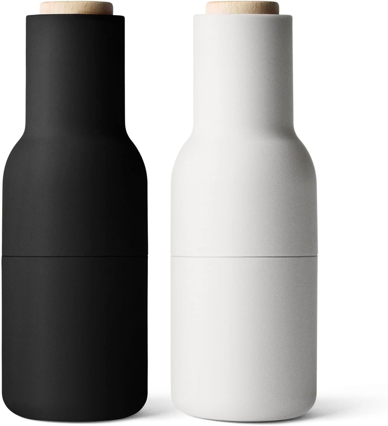 Carbon and Ash Bottle Salt and Pepper Grinder Set with Beech Lid