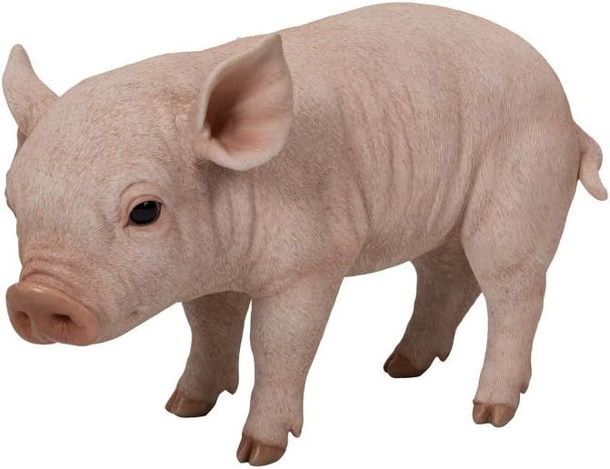 Life-Like Pink Polyresin Standing Baby Pig Statue