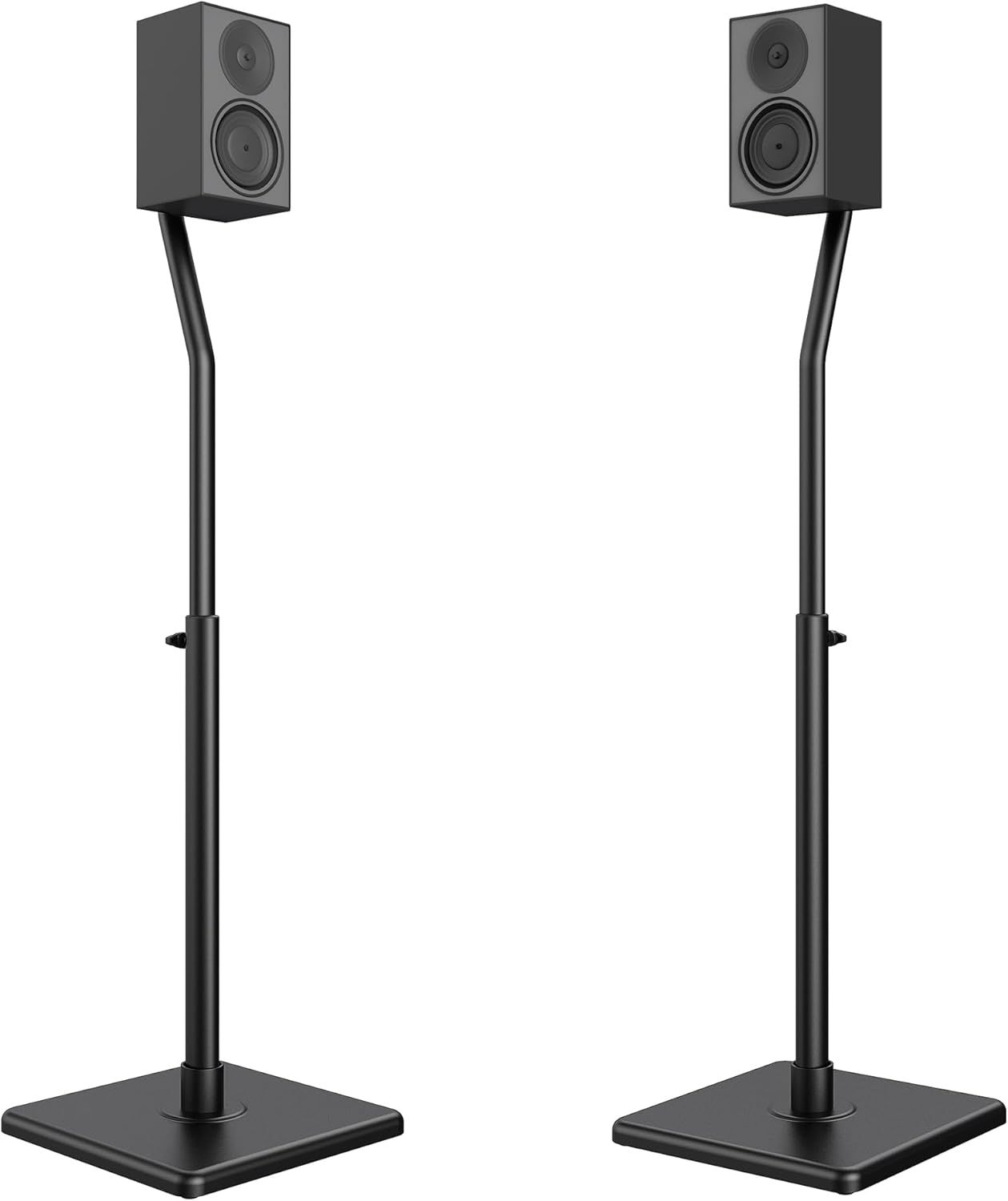 Adjustable Black Steel Speaker Stands with Square Base