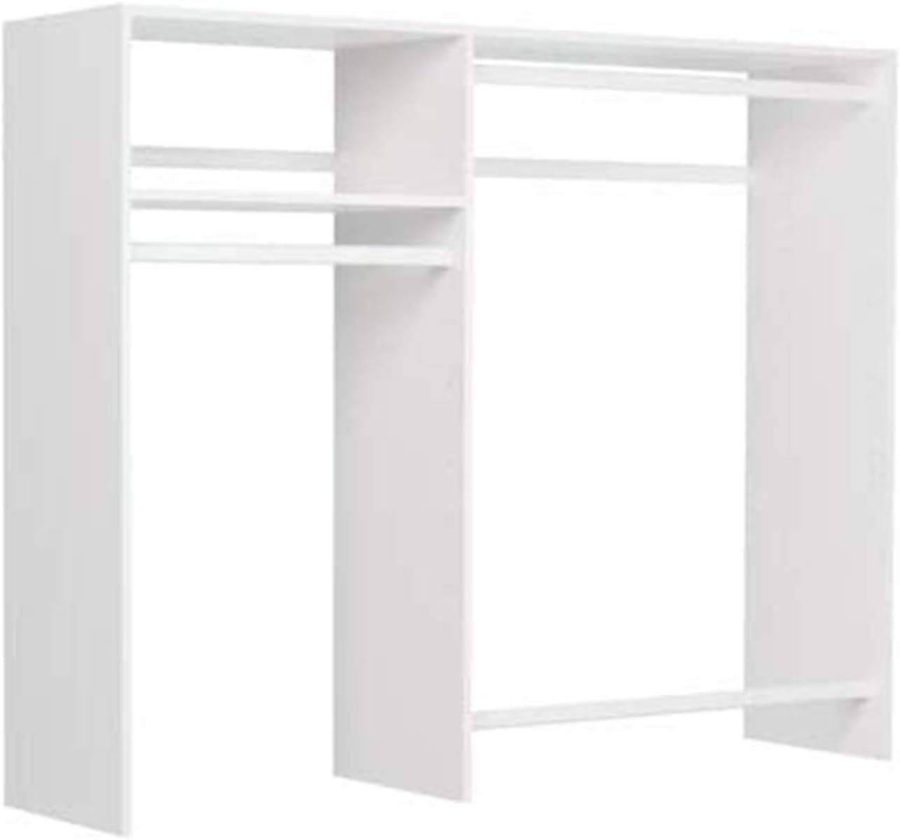 Easy Track OK0348 Hanging Closet Wardrobe Storage Clothing Organizer Rod Rack System Kit for Bedroom in White with Hardware for Easy Installation