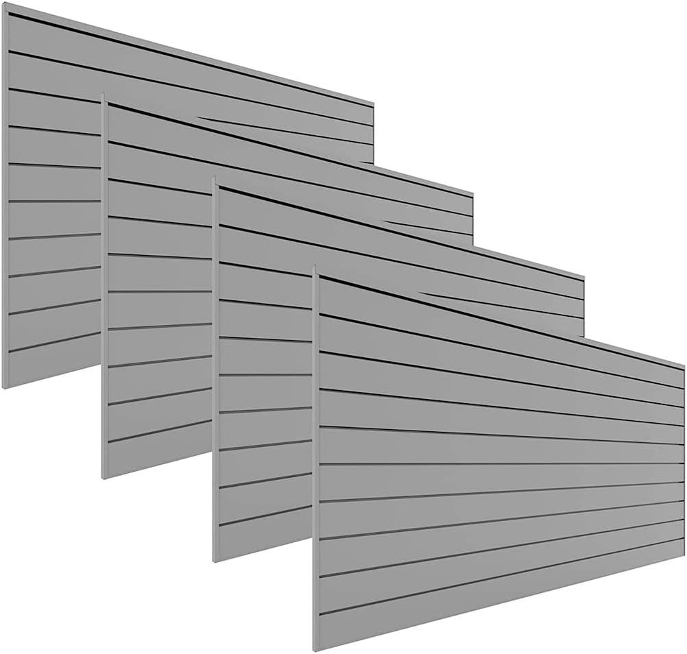 Light Gray PVC Garage Storage Slatwall Panels, 4-Pack