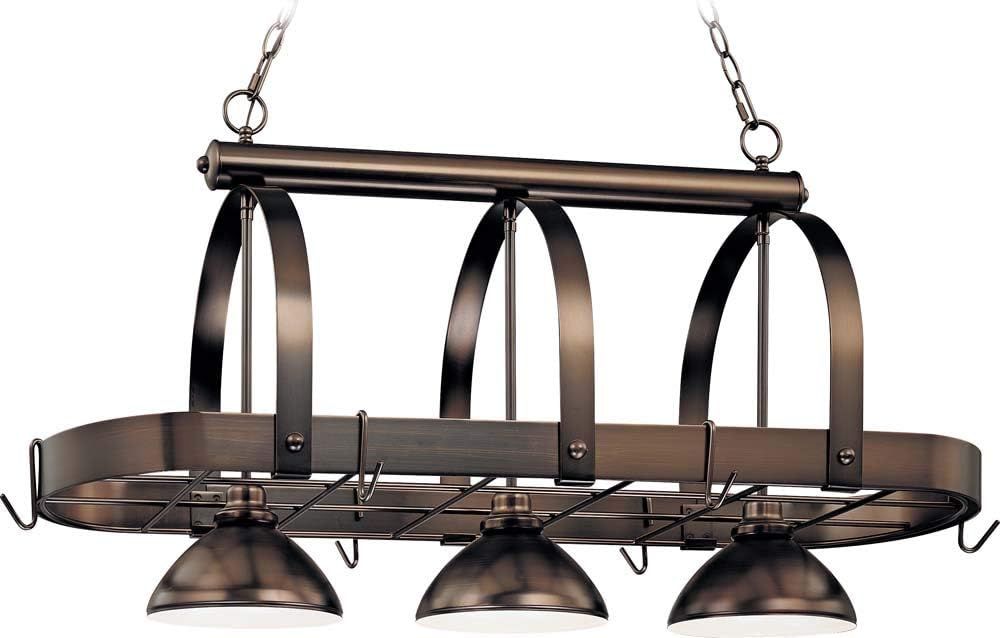 Hammerfest Antique Bronze 3-Light Metal Pot Rack