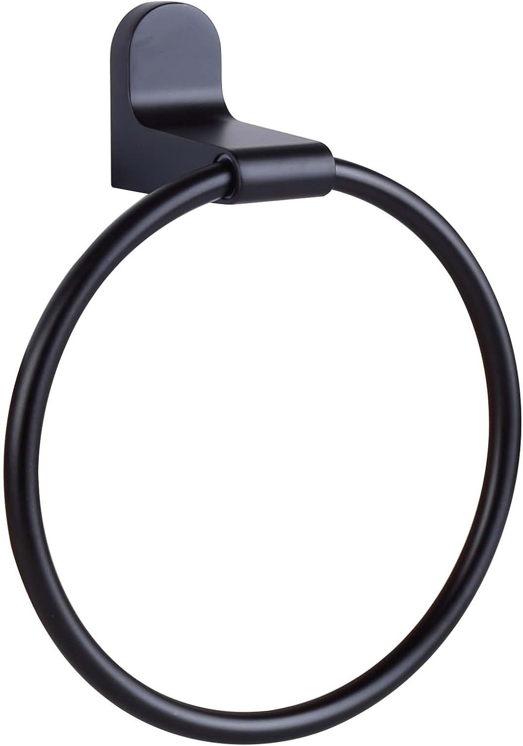 Matte Black Aluminum Wall-Mounted Towel Ring, 6.75" x 8"