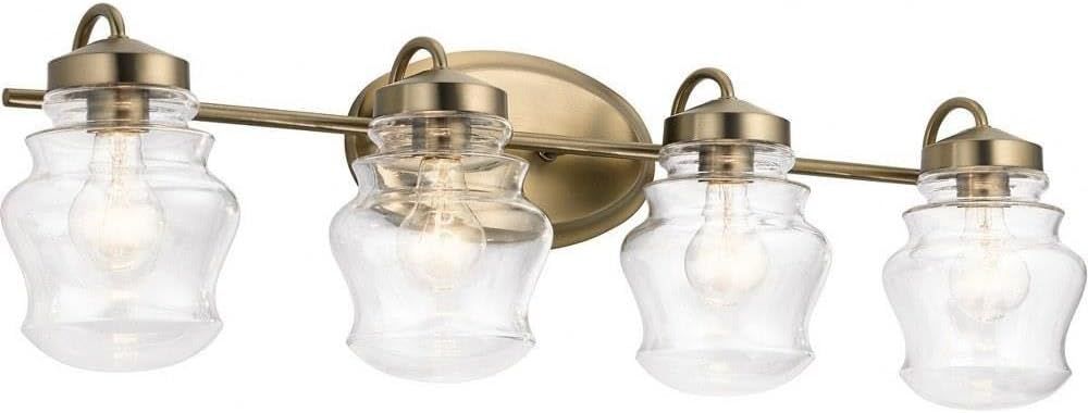 Janiel 33.25" 4-Light Polished Nickel Vanity Light with Clear Glass Shades