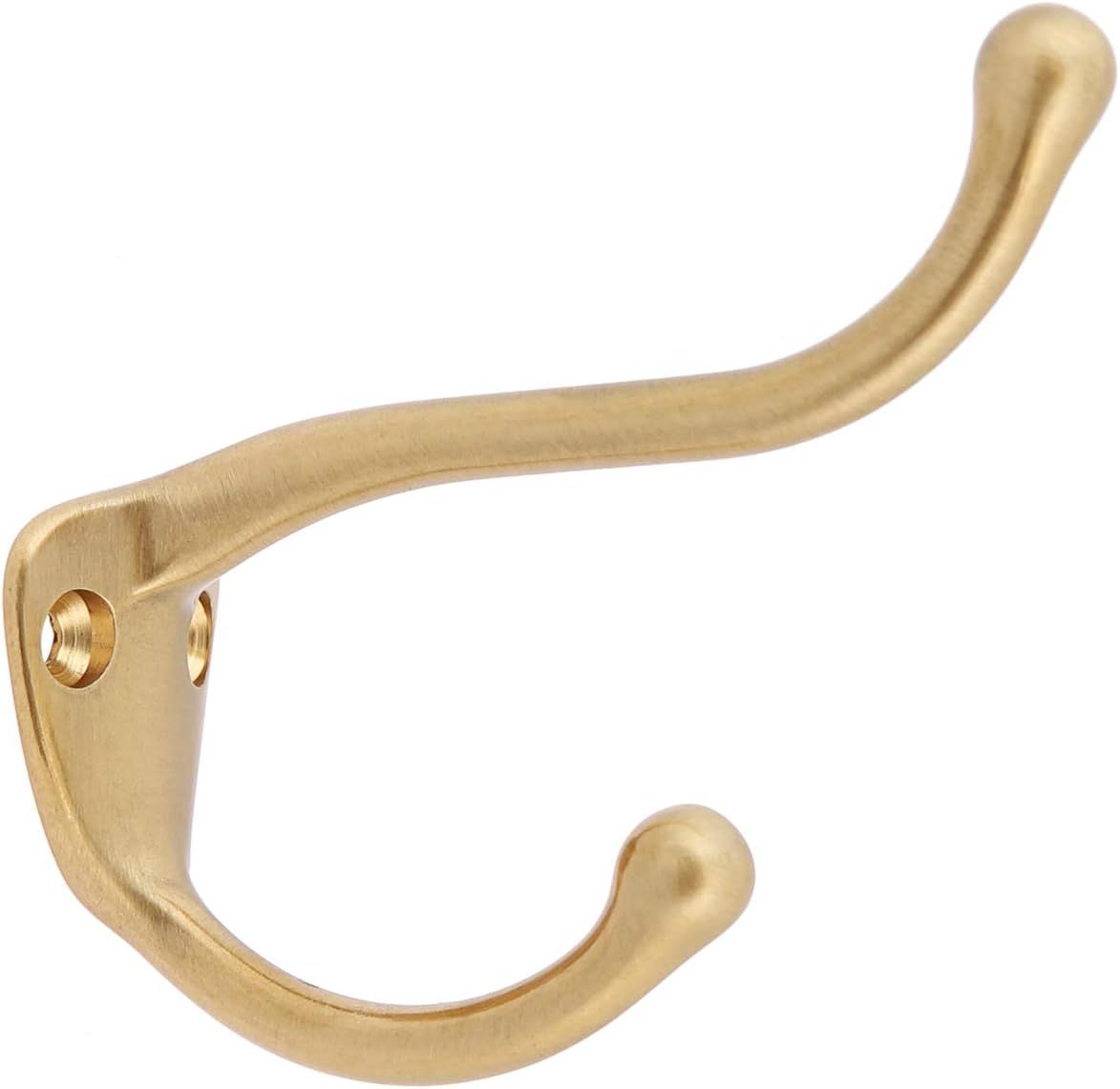 Satin Brass Wall-Mounted Coat and Hat Hook