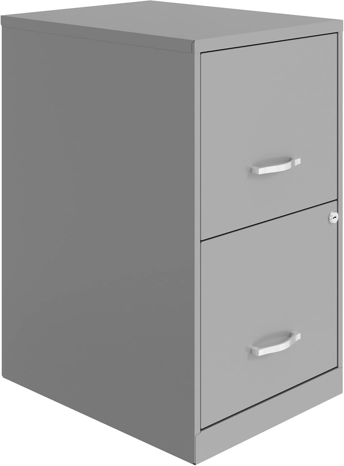 Silver 18" Vertical 2-Drawer Lockable File Cabinet