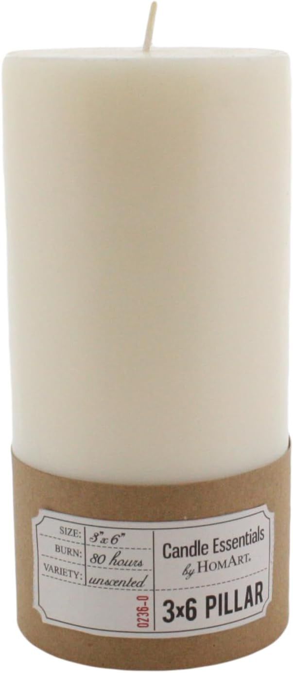 Ivory 3x6 Unscented Paraffin and Palm Wax Pillar Candle