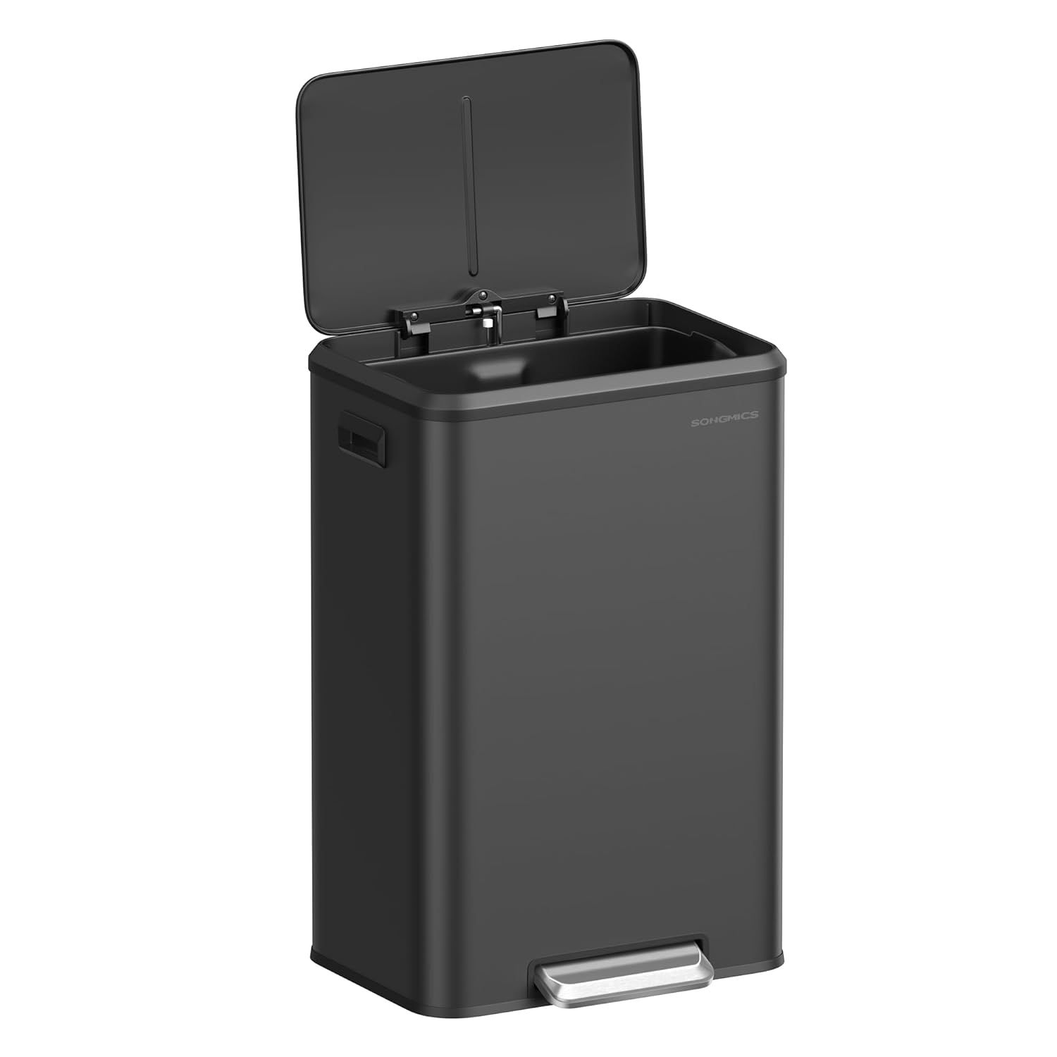 10.5-Gallon Ink Black Stainless Steel Pedal Trash Can