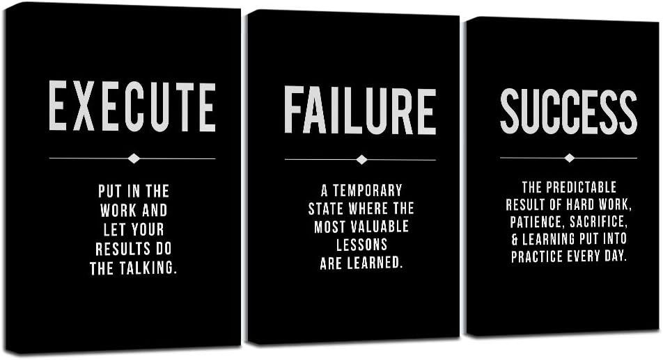 Black and White Motivational Quote Canvas Wall Art Set