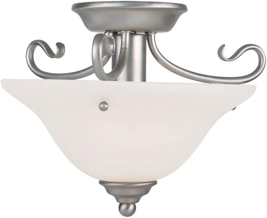 Coronado Brushed Nickel 1-Light Ceiling Mount with Alabaster Glass